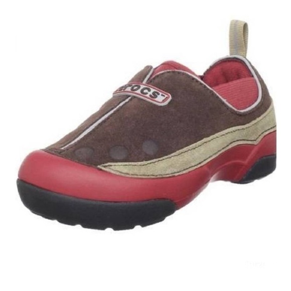 crocs Dawson Slip On Infant Sneaker - Red/Espresso/Khaki - Picture 1 of 11